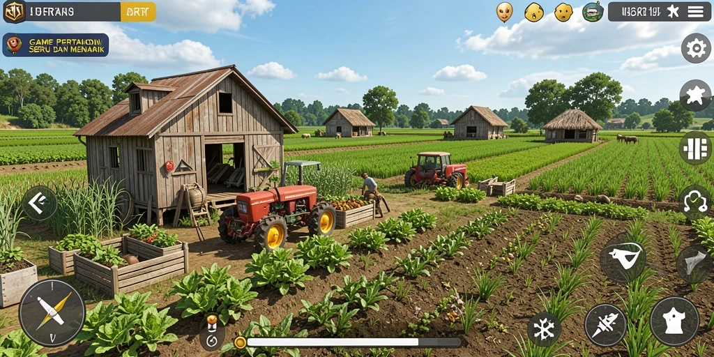 Tangkapan layar menunjukkan petualangan Farming yang seru dan interaktif.