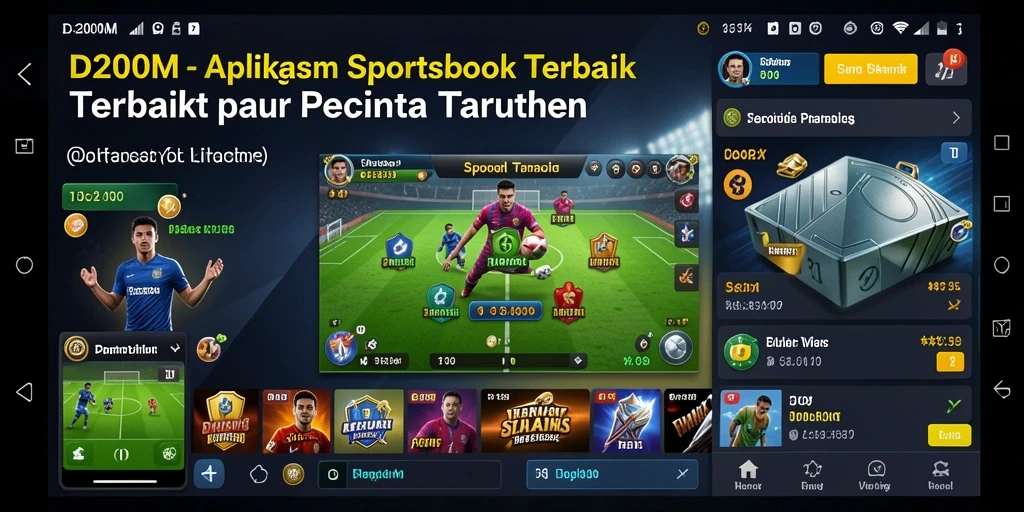 Screenshot D200M menunjukkan tampilan antarmuka Sportsbook yang menarik.
