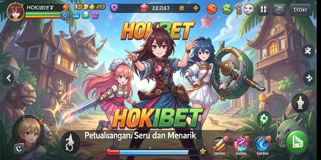Gameplay HOKIBET dengan karakter anime yang beraksi.