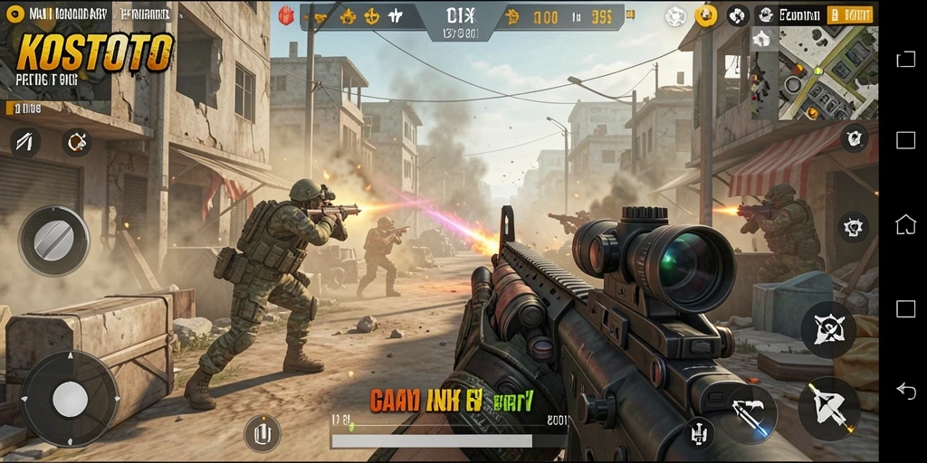 Tampilan gameplay KOSTOTO yang menakjubkan dan menegangkan.