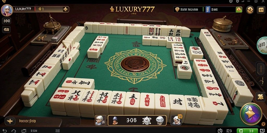 Screenshot gameplay LUXURY777 menampilkan suasana Mahjong yang seru.