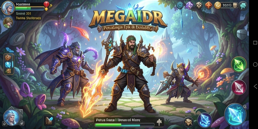Tampilan gameplay MEGAIDR yang menakjubkan dengan aksi RPG.