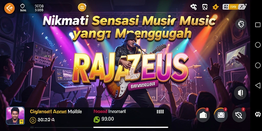 Screenshot gameplay RAJAZEUS menampilkan aksi bermain musik yang seru.