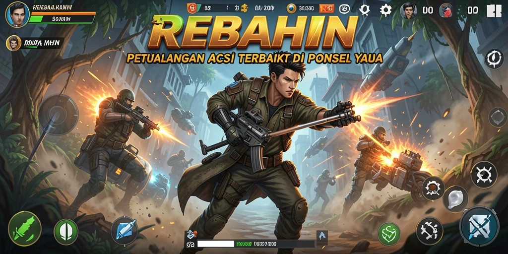 Tangkapan layar gameplay REBAHIN menunjukkan aksi seru dan grafis menawan.