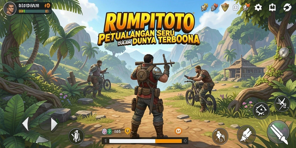 Screenshot gameplay RUMPITOTO menampilkan petualangan seru di dunia terbuka.