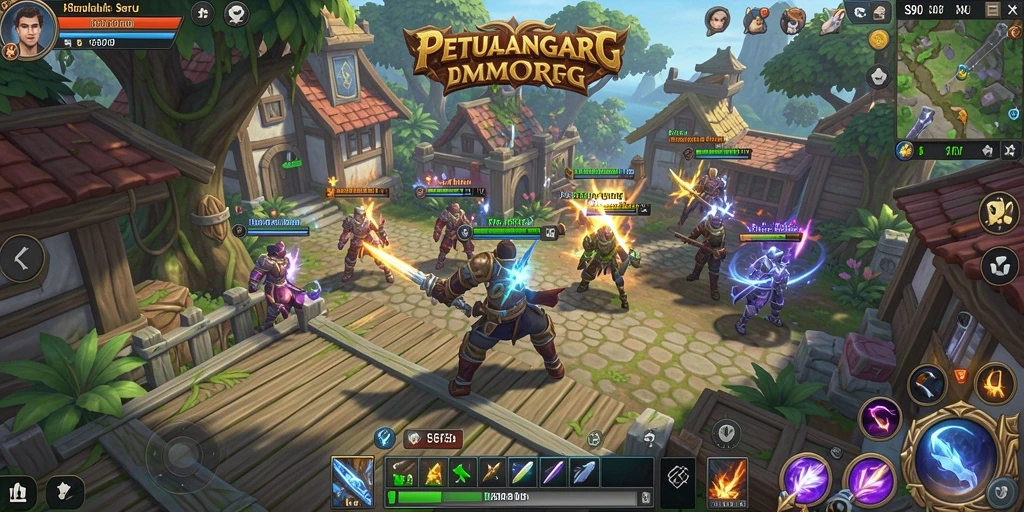 Tangkapan layar utama S80 menampilkan aksi seru dalam pertempuran MMORPG.