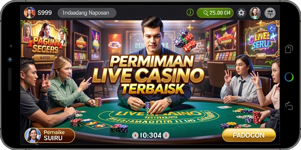 Screenshot gameplay S9S9 menampilkan dealer langsung dalam aksi permainan.