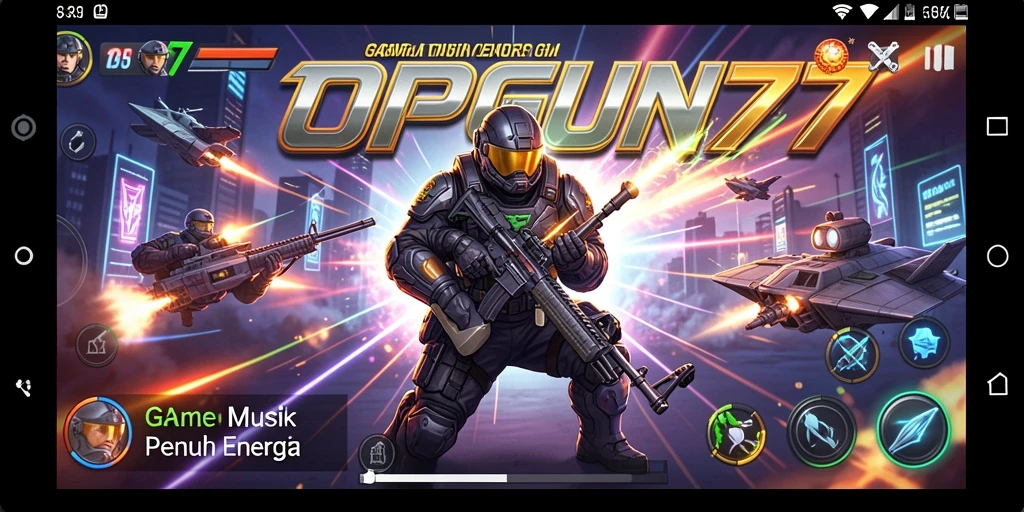Screenshot gameplay TOPGUN77 dengan pengguna menikmati permainan musik.