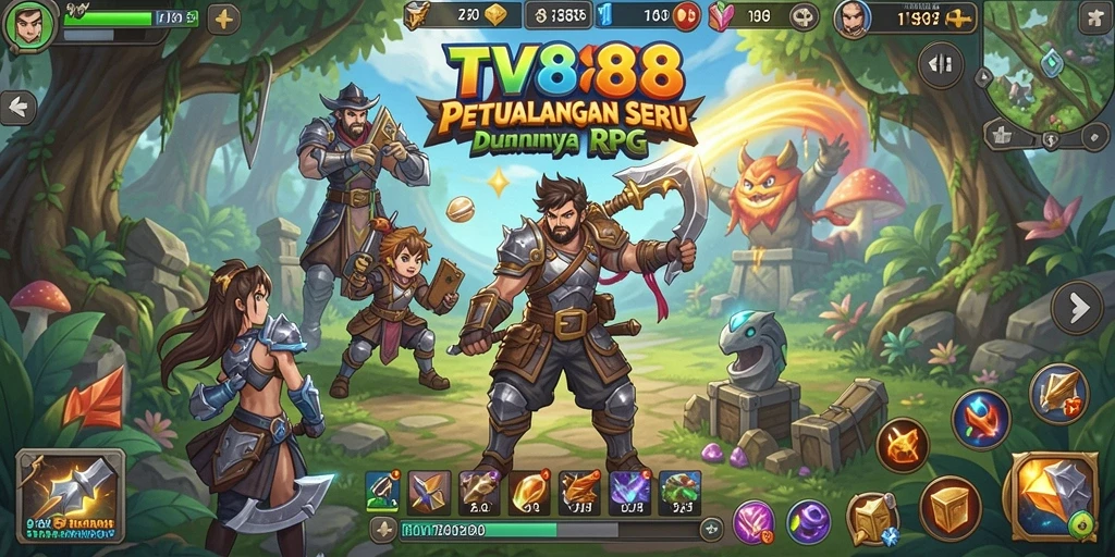 Screenshot menunjukkan aksi pertarungan menarik dalam game RPG TV888.
